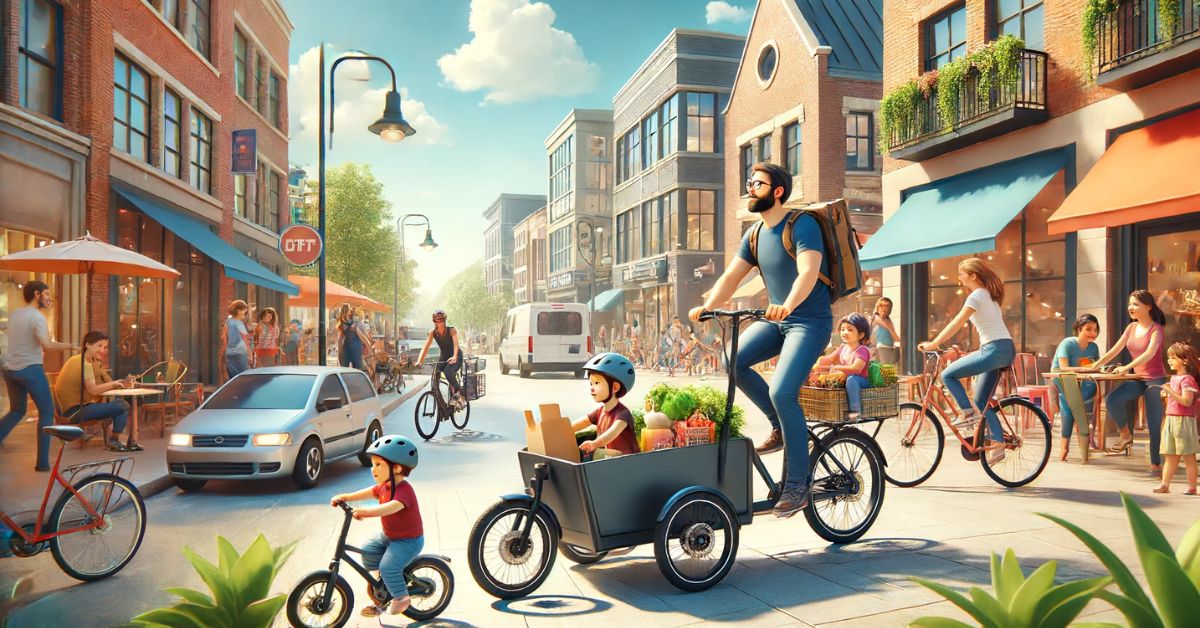 Mand kører på el ladcykel